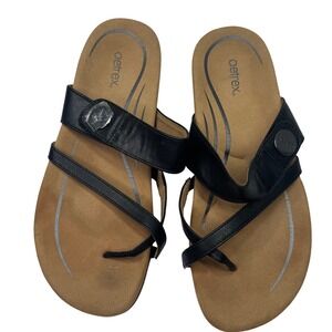 Aetrex Izzy Sandals Womens 8.5 Black Orthotic Comfy Casual Comfort SE220W